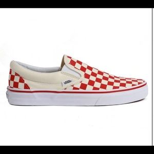 Red slip on vans with box
